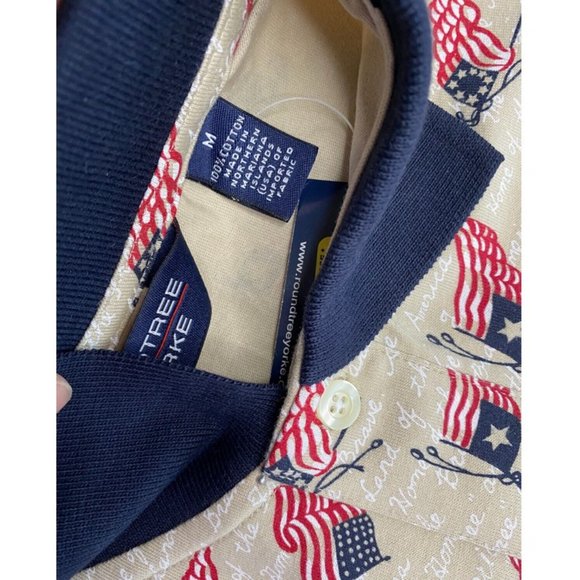 Roundtree & Yorke Men's USA Flag Polo Shirt Size L or XL BEIGE - New With Tag - Picture 5 of 11